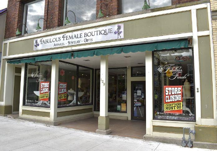 The Fabulous Female Boutique has operated in its downtown Sandusky storefront since 2015. Signs in the windows, looking out toward Columbus Avenue, highlight its going-out-of-business sale.